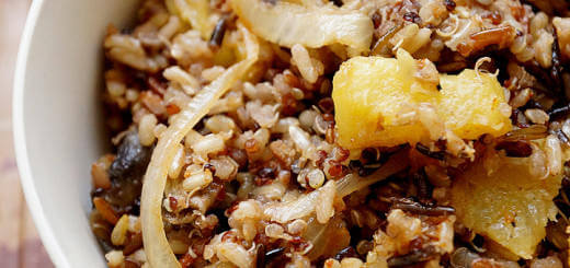 Quinoa, Wild and Brown Rice with Onions and Pineapples