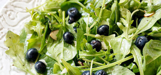 Sweet Leafy Green Salad with Blueberries and Almonds